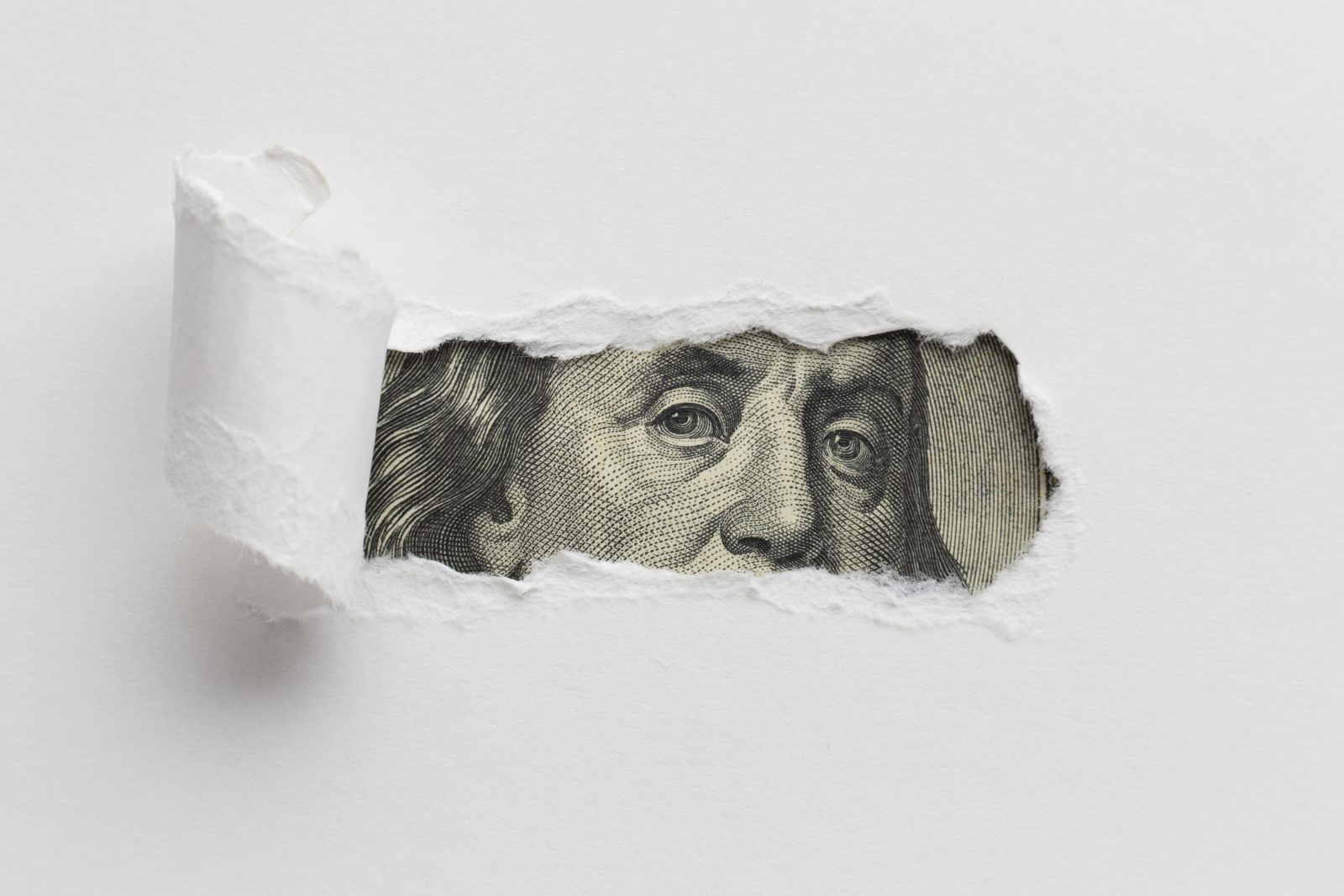 Ripped,Paper,Revealing,Dollar,Bill