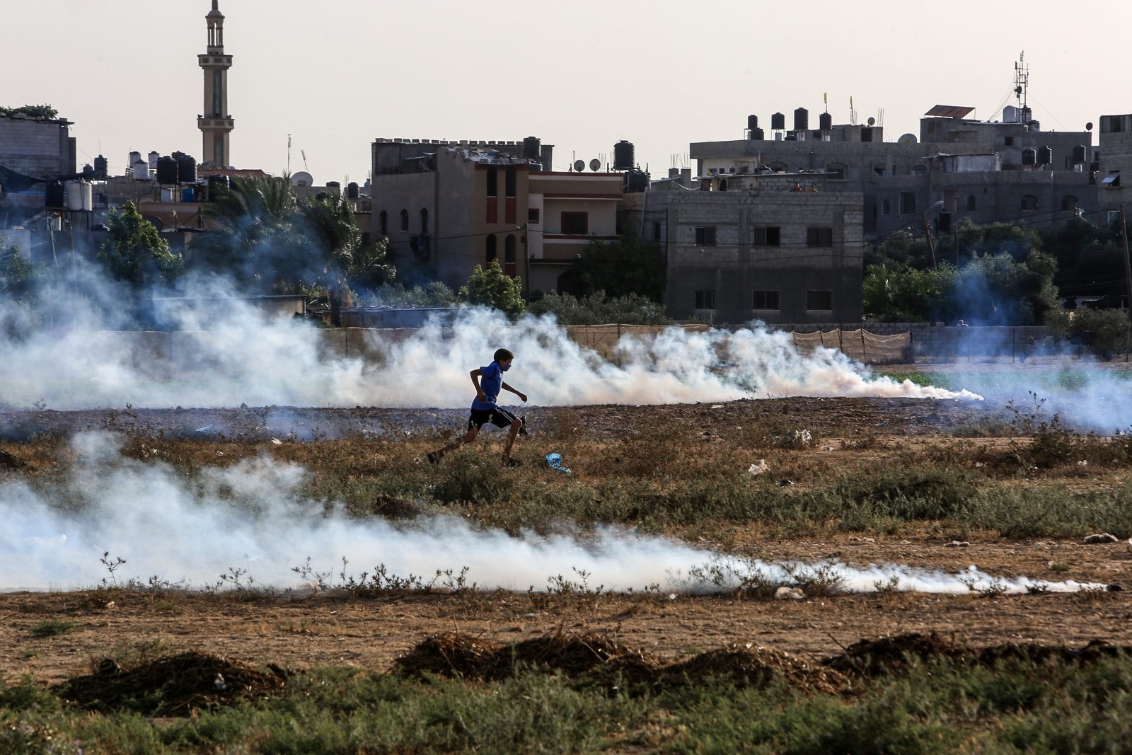 Palestinians,Take,Part,In,A,Demonstration,Near,The,Border,Between