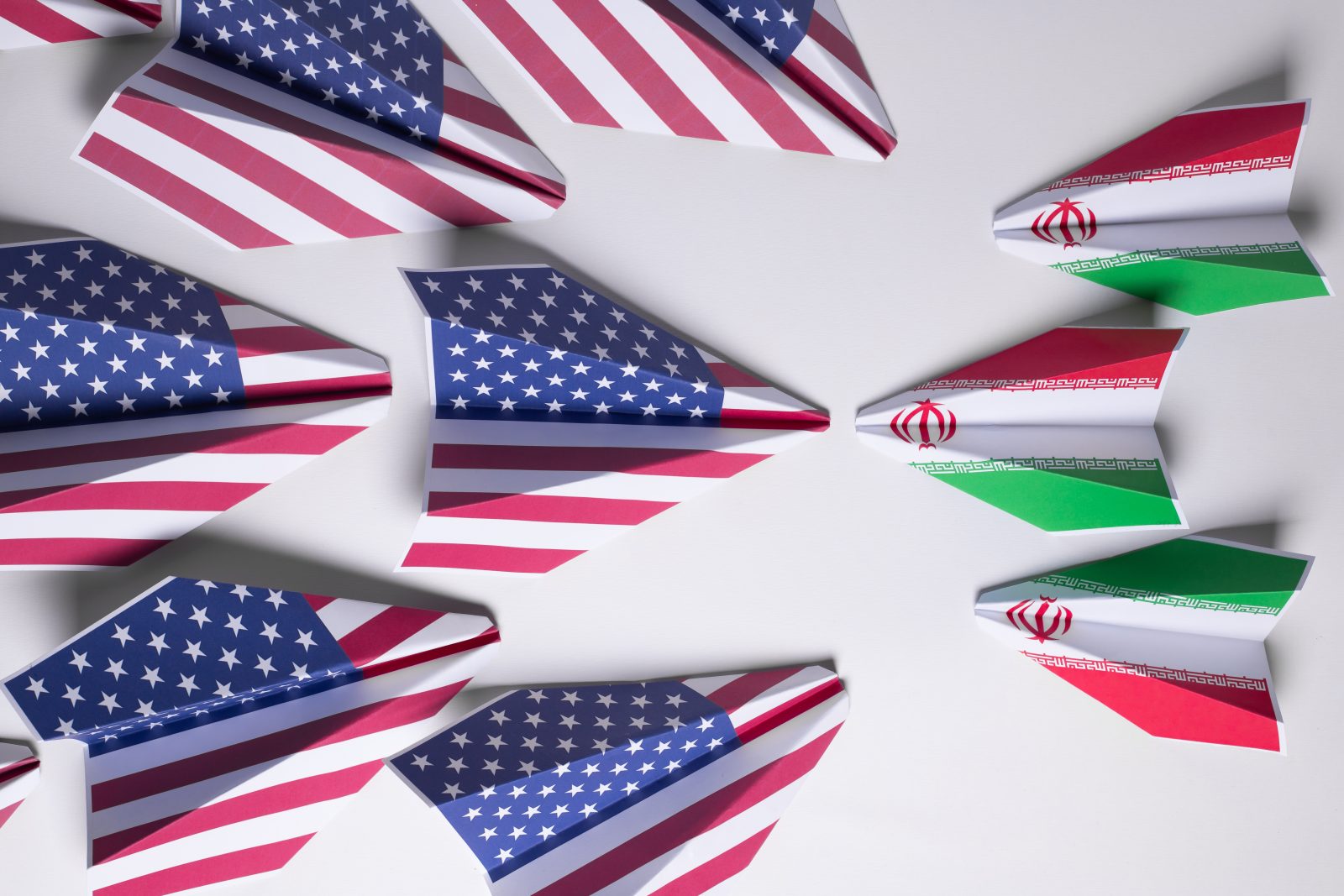 Usa,And,Iran,Flags,On,Paper,Plane.,Concept.,Iranian,And