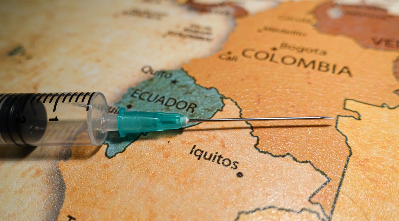 Syringe,On,A,Map,Of,Ecuador.