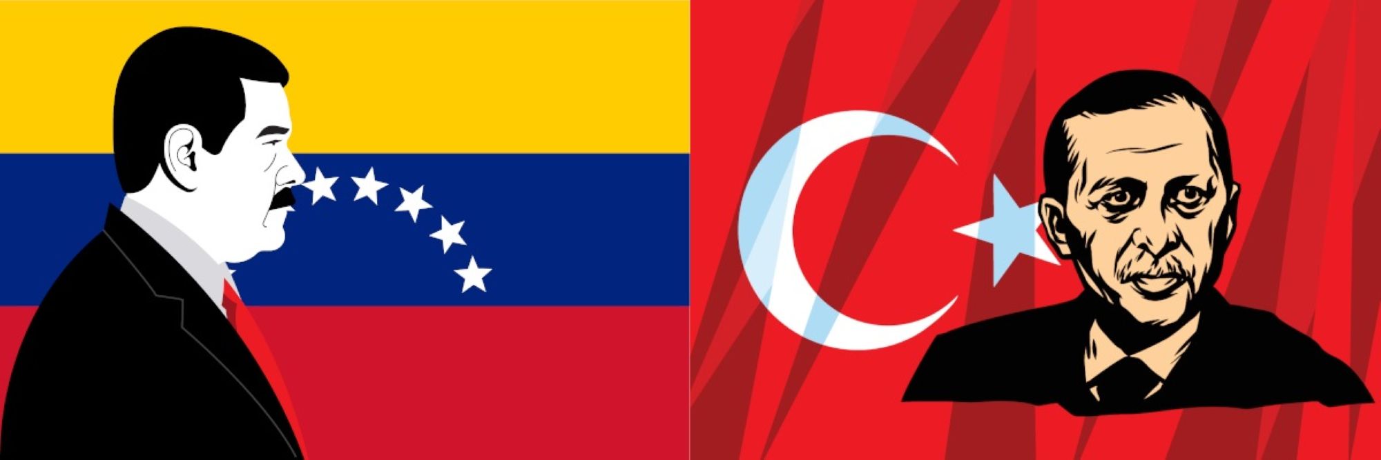 Turkey Venezuela mediation shown with Erdogan and Maduro portraits against national flags