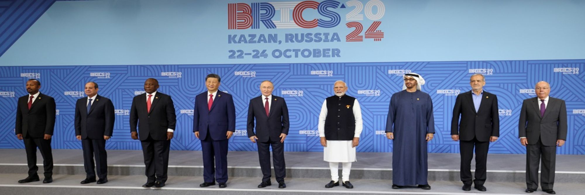 Start 16th BRICS Summit family photograph (2024) showing BRICS Summit 2024