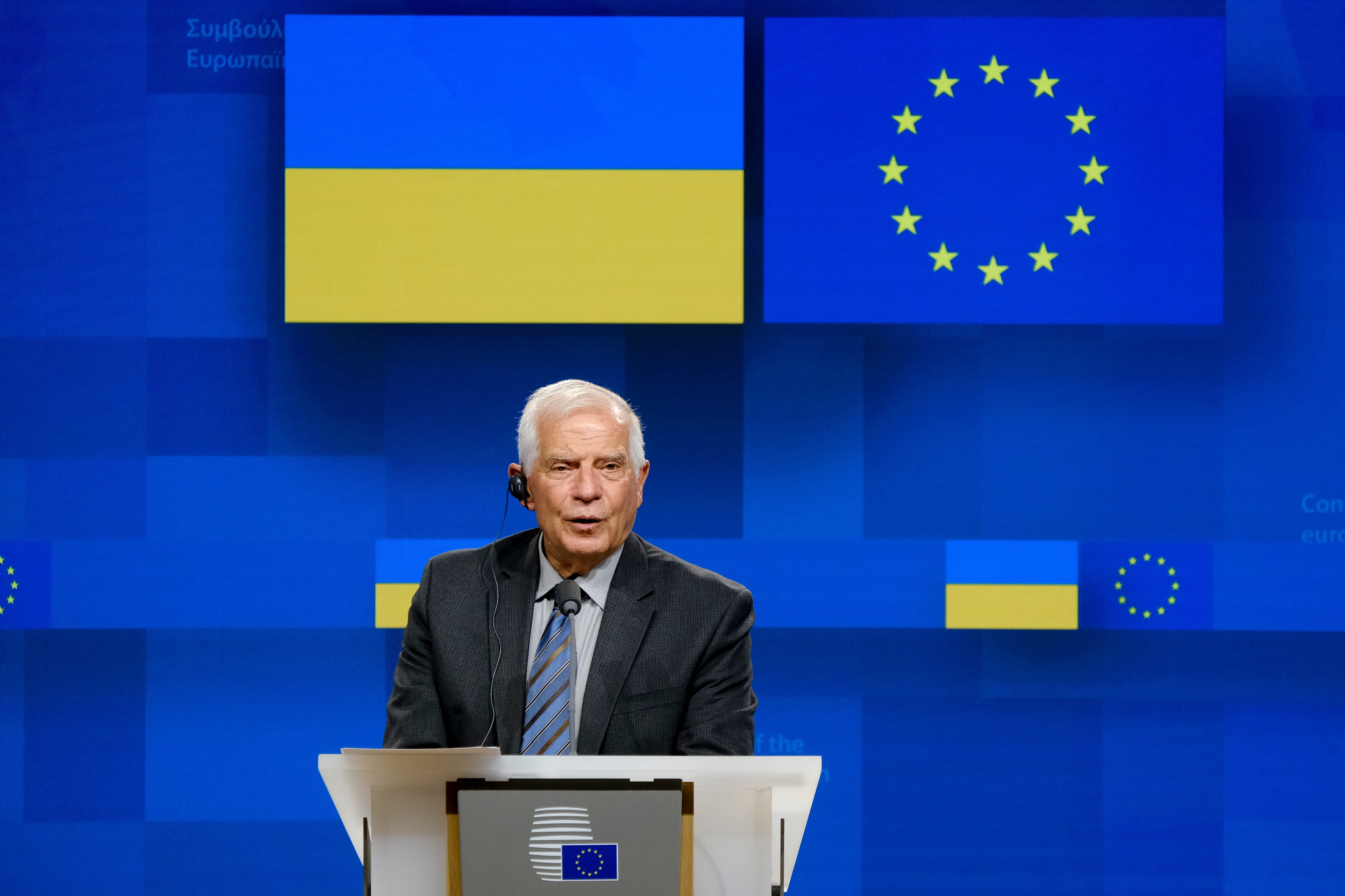 Ukraine EU support Start Press conference by BORRELL, and SHMYHAL, in Brussels, Belgium, on September 5, 2022.