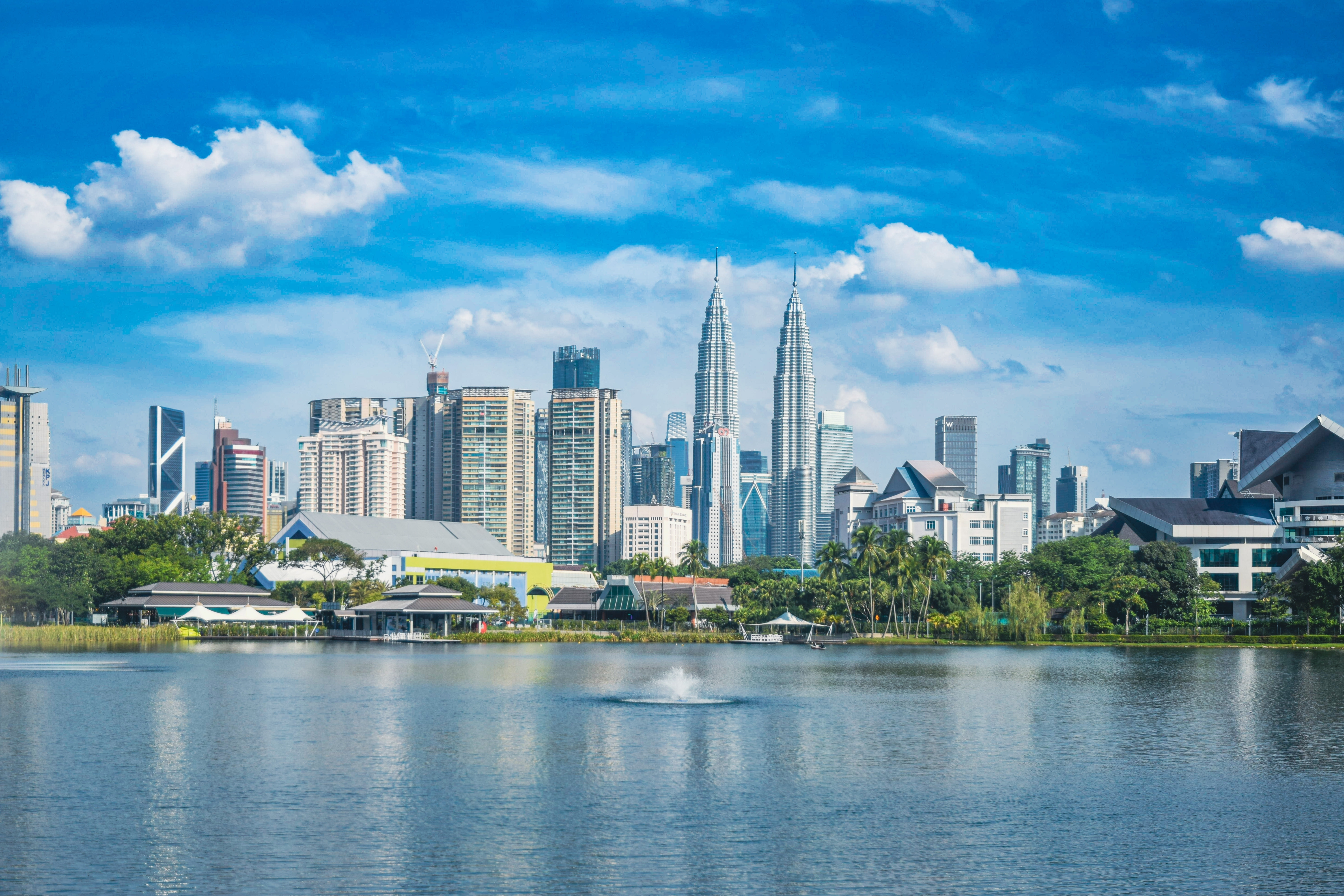 Malaysia Economic and Political Landscape. Start Skyscrapers of modern urban architecture and high-rise buildings with the Petronas twin towers, city centre of Kuala Lumpur.