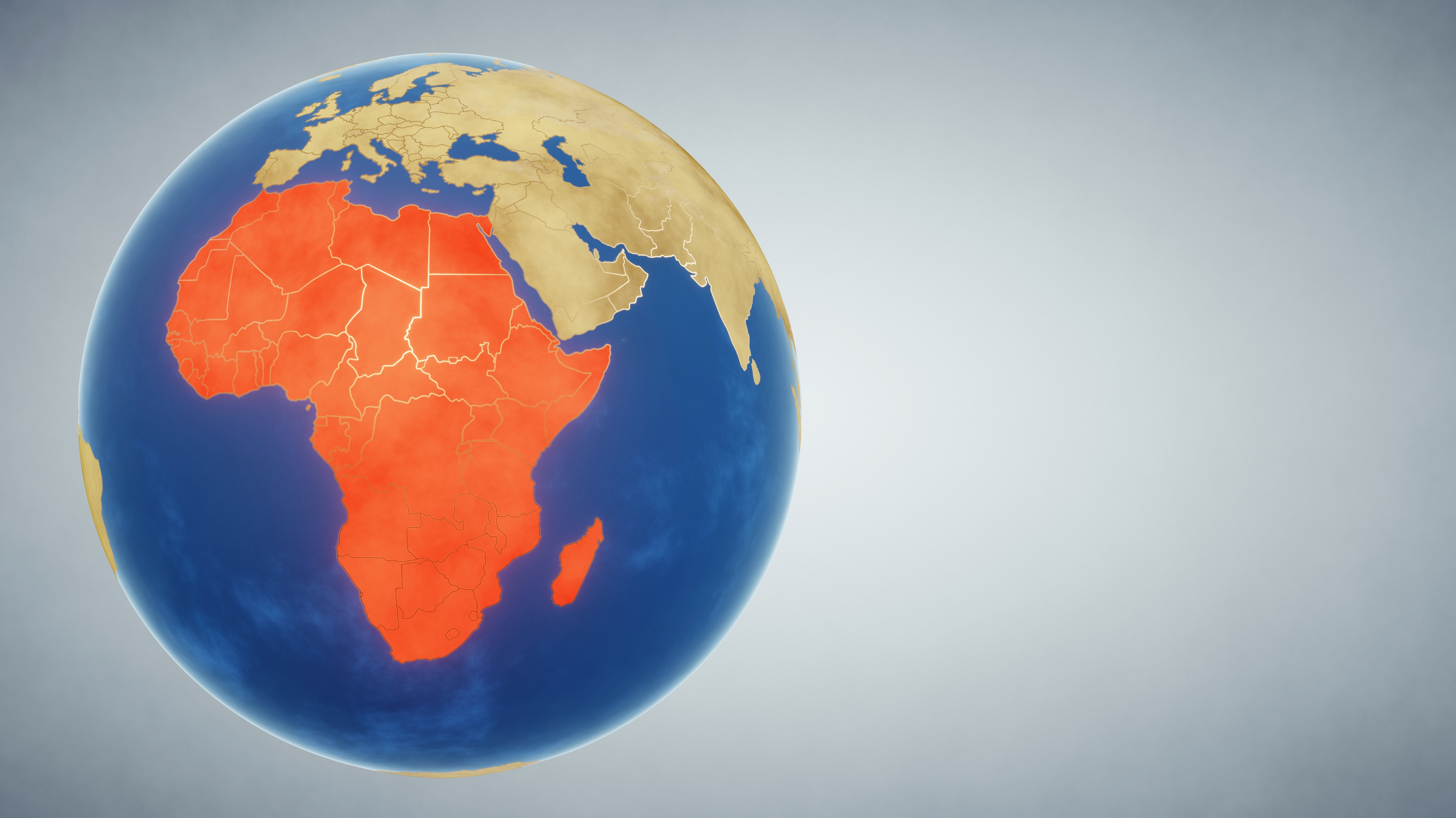 Start Earth globe with continent of Africa in geopolitical game highlighted in red 3D illustration Elements of this image furnished by NASA