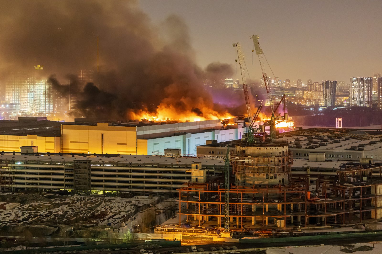 Crocus Hall terrorist attack Start Fire and terrorist attack at Crocus town hall. Krasnogorsk, Moscow Region Russia March 22, 2024