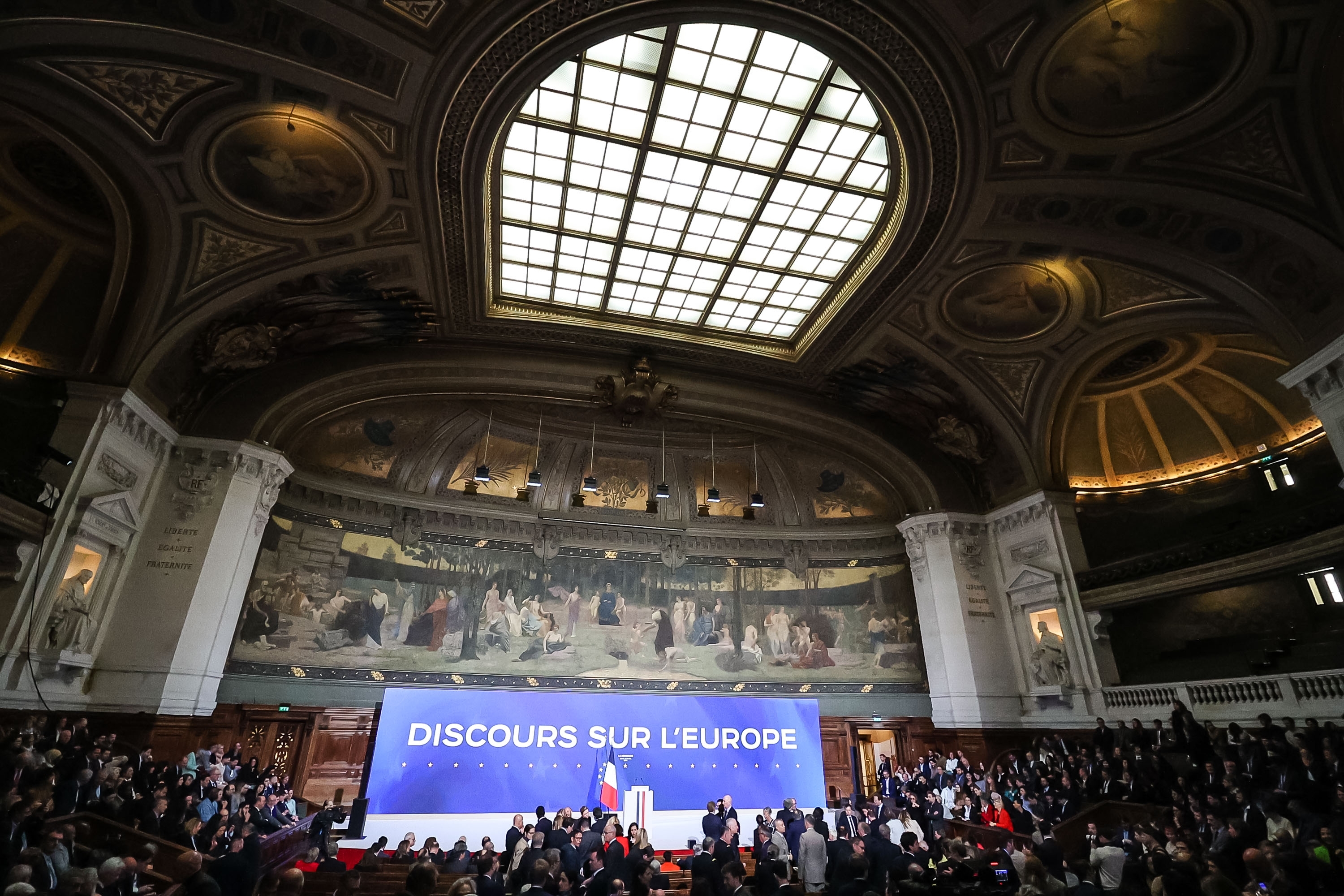 2024 Election Watch France EU Germany Mexico Paris France 25 04 2024 Visit of the President Emmanuel Macron speech on Europe at the Sorbonne