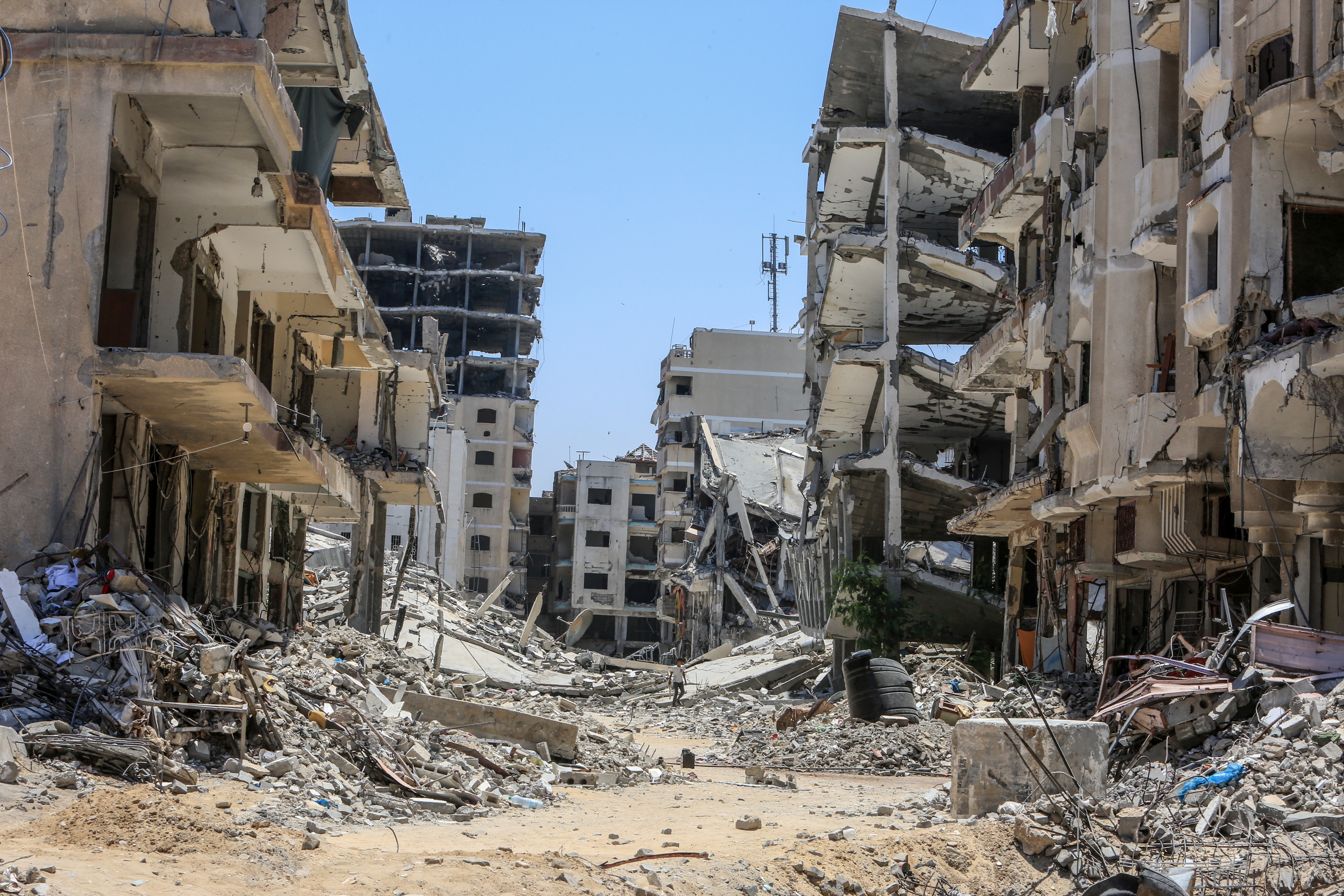 Gaza Ceasefire Proposal. Start Palestinians around the destruction focused on an Israeli military operation in the eastern areas of the Zawaida camp in the central Gaza Strip on June 24, 2024.