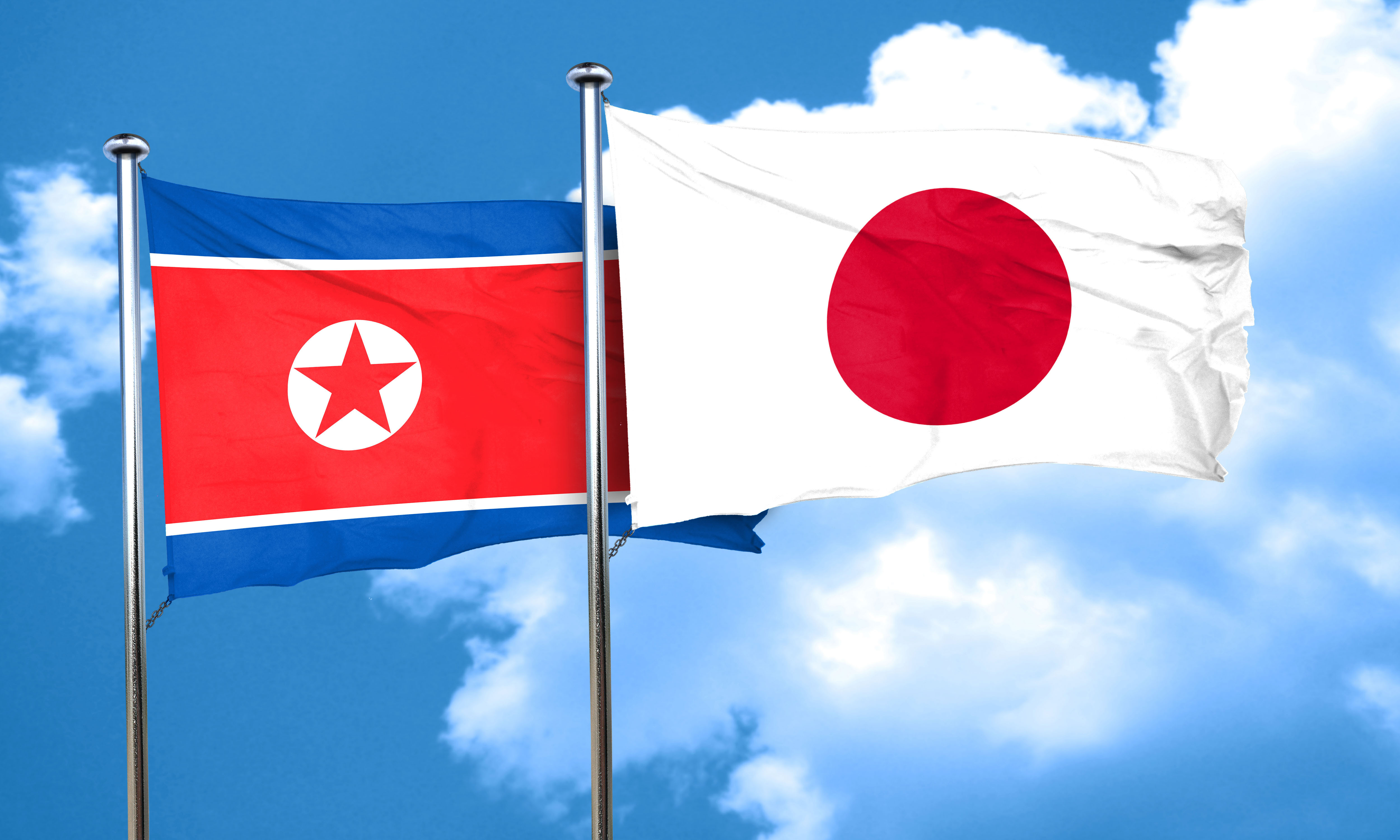 Japan DPRK relations Start Flags of Japan and DPRK