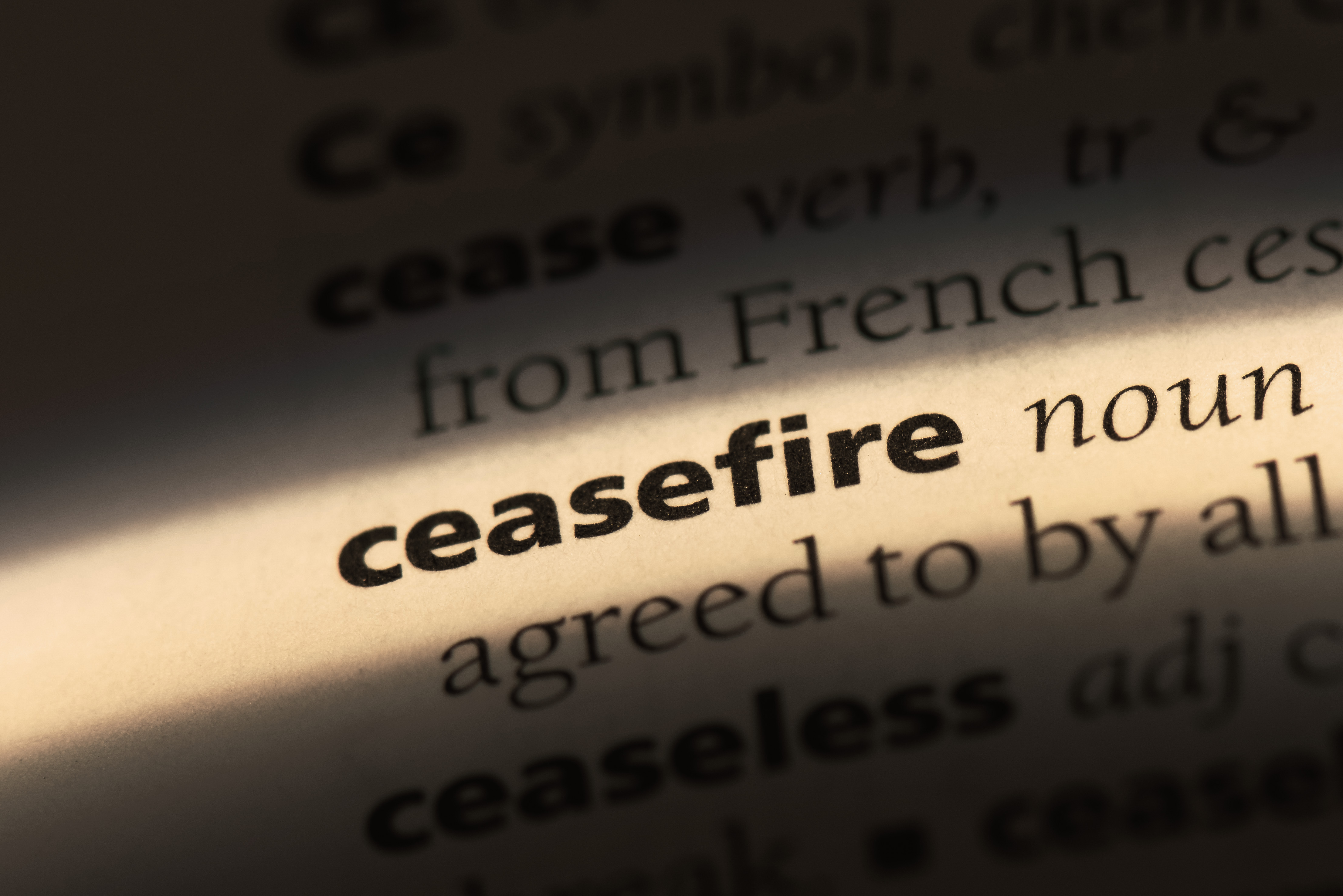 Ceasefire In Gaza Start ceasefire word in a dictionary. ceasefire concept