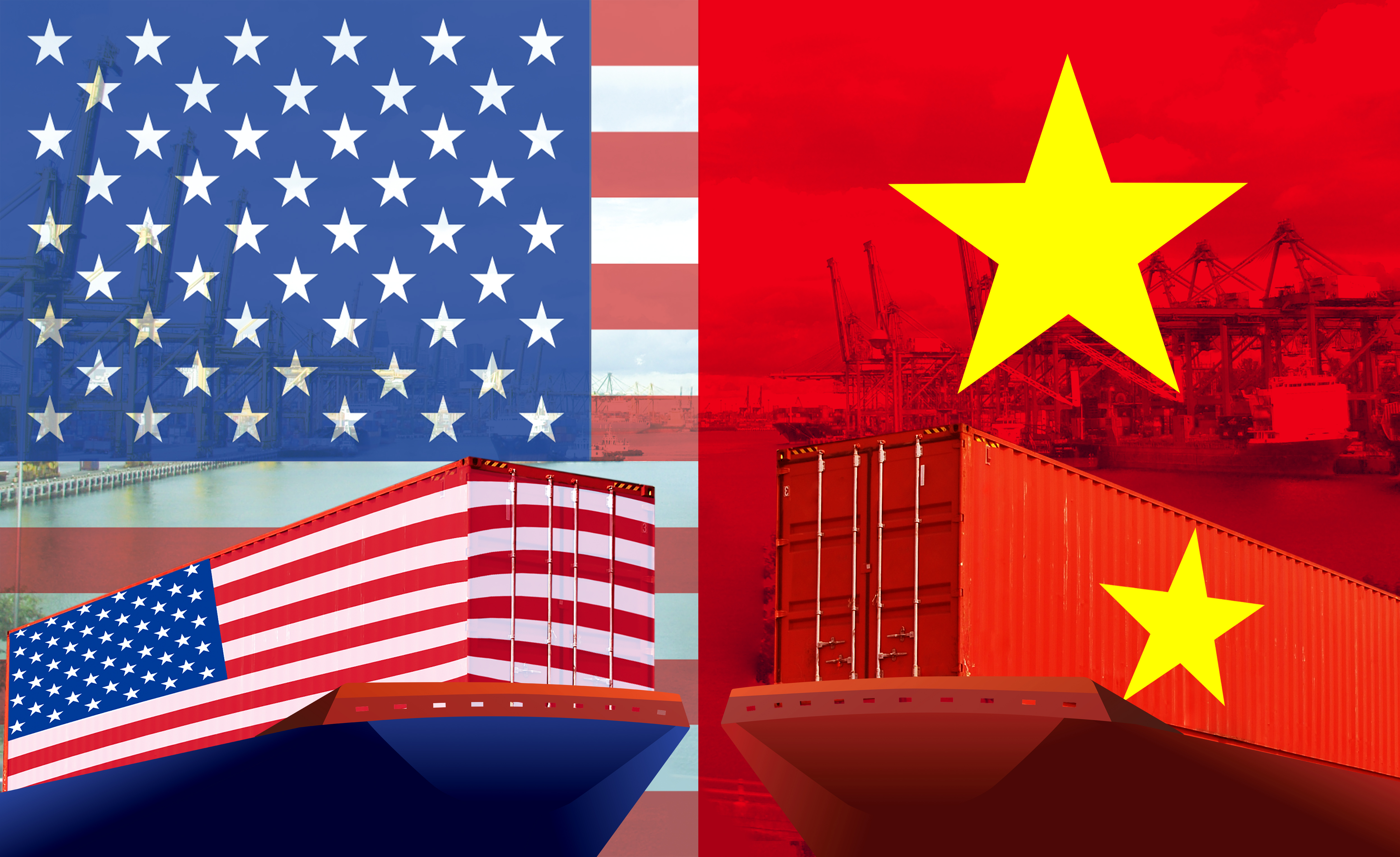 US Vietnam strategic partnership. Start Concept image of USA - Vietnam trade war, Economy conflict, US tariffs on exports, Trade frictions.