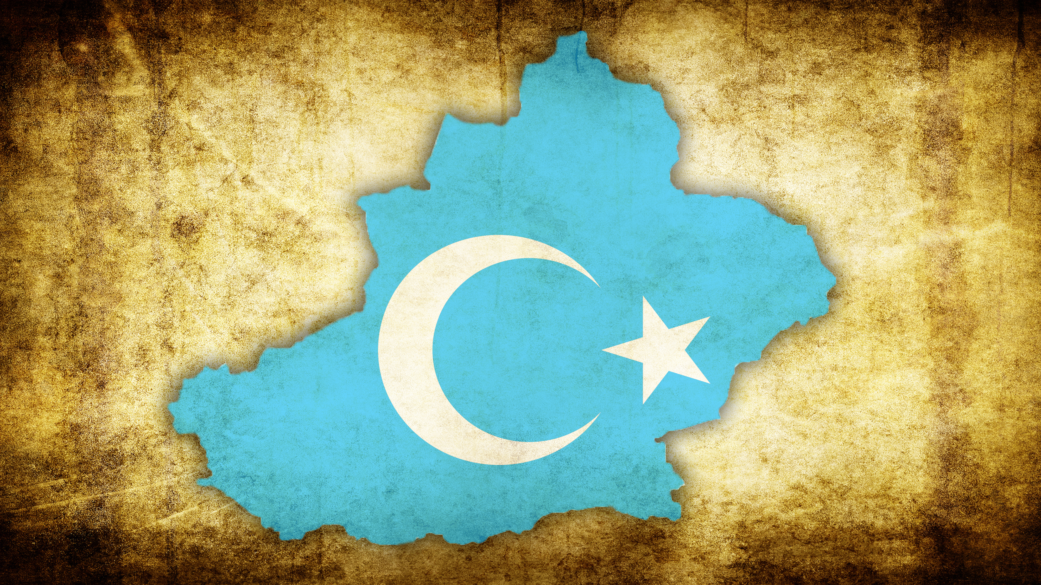 Uyghur genocide shown on Uyghur map flag grunge history