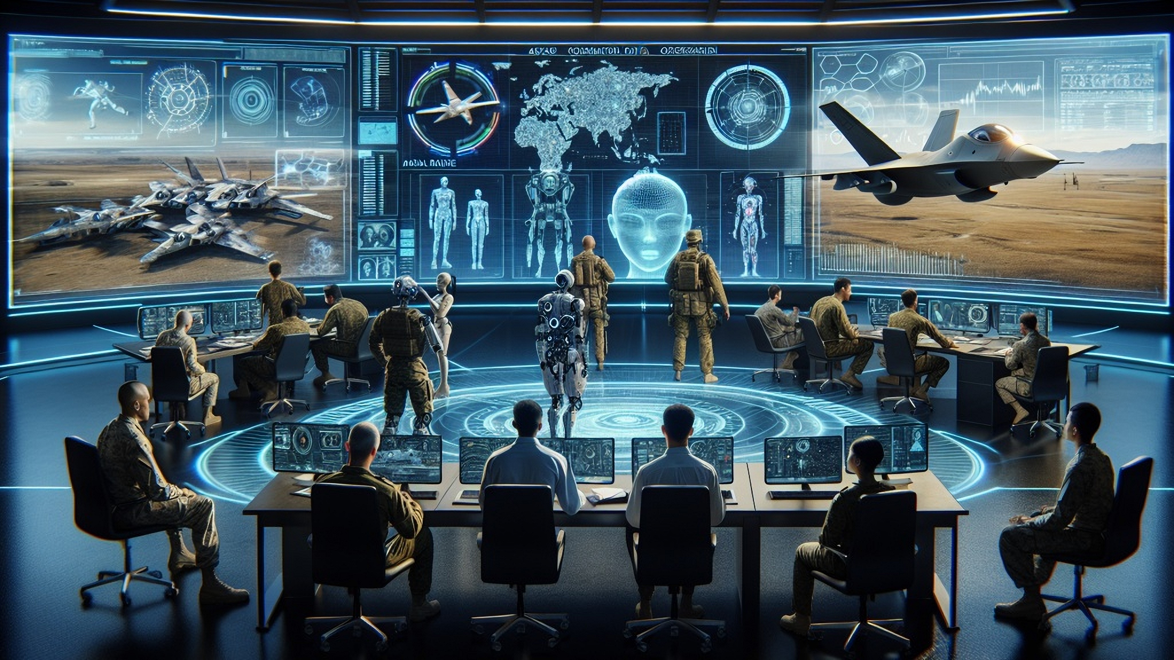 AI military south asia with soldier silhouette and technology background