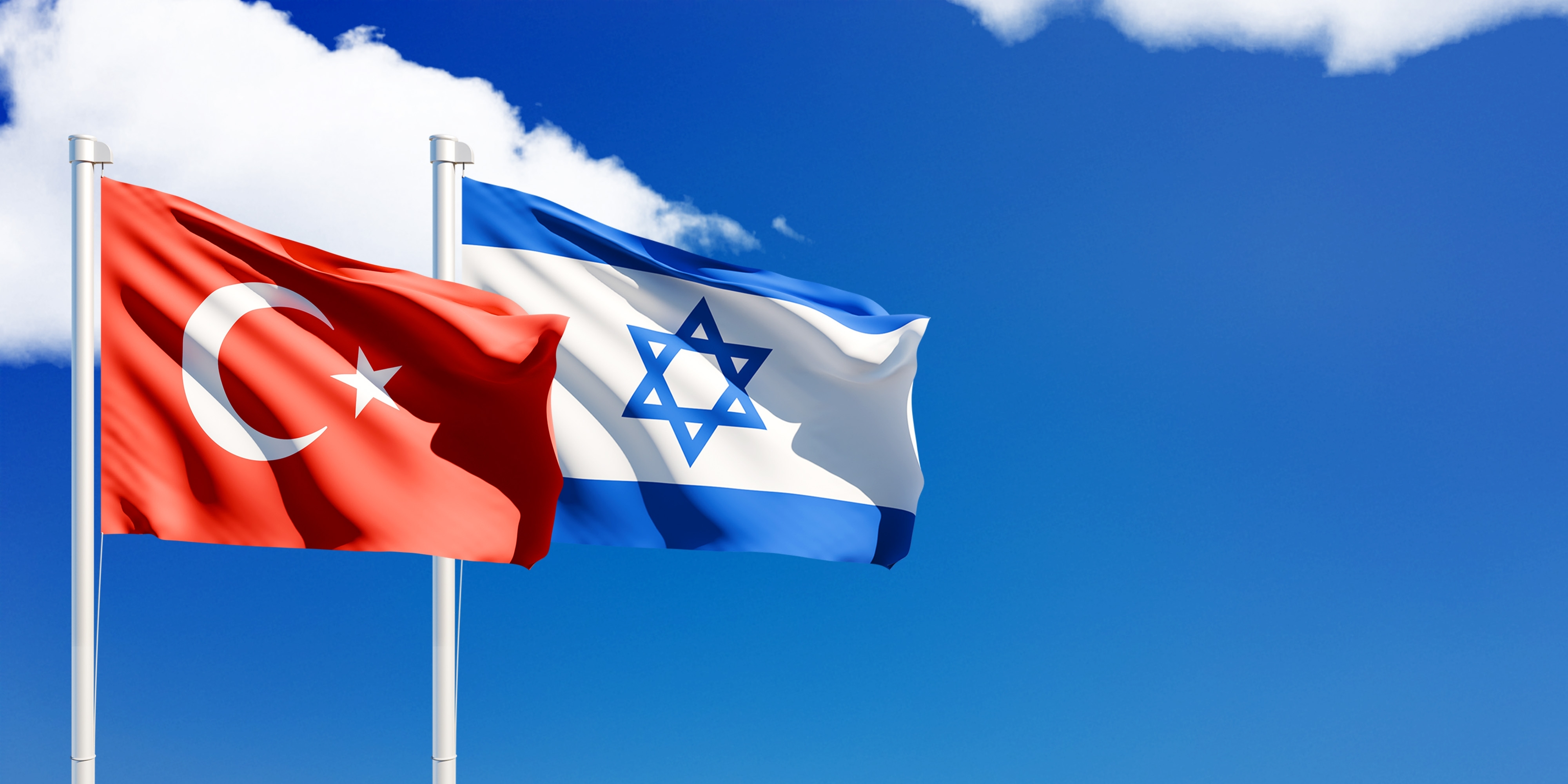Türkiye Israel Relations Start Wavy Turkisd and Israel Flags