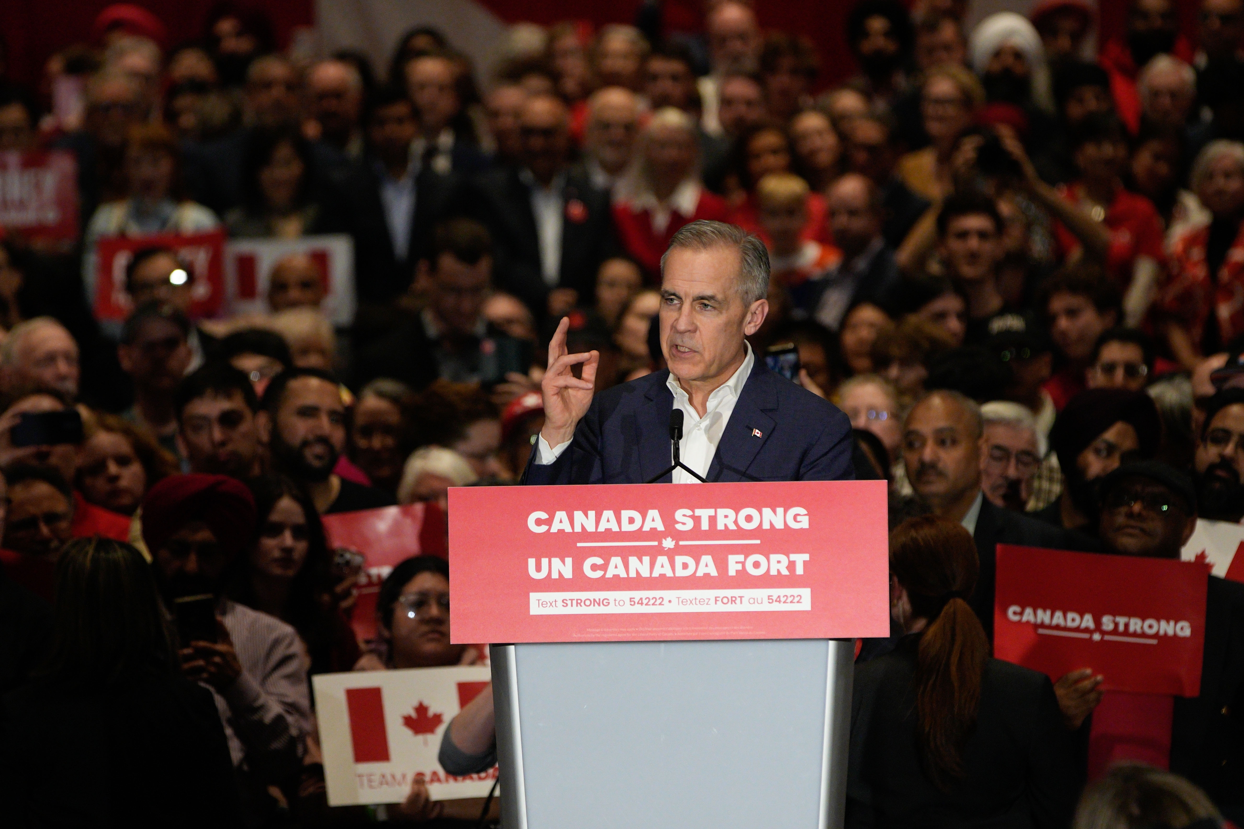 Mark Carney economic priorities Start Canada's Liberal Party leader, Mark Carney, attends a federal election campaign rally at Sheraton Vancouver Airport Hotel in Richmond, British Columbia, Canada, on April 7, 2025.