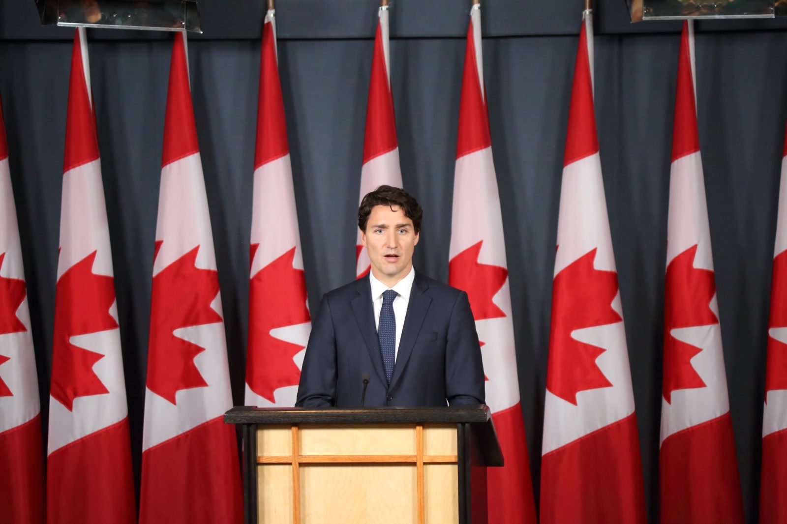 Trudeau Resignation And Trump Influence Start OTTAWA, CANADA - JUNE 22, 2016: Prime Minister Justin Trudeau reviews the highlights of his Liberal government's first parliamentary session