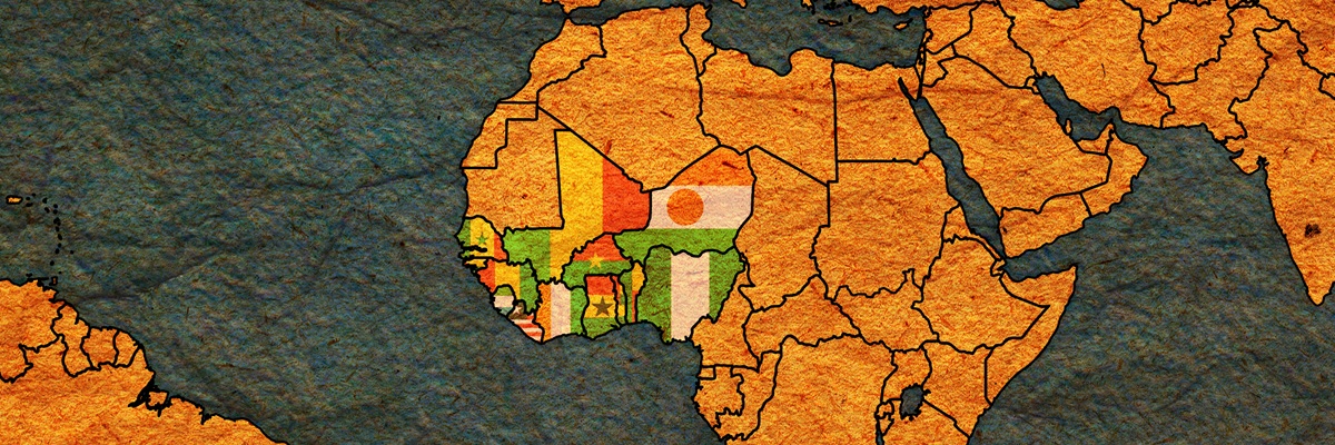 ECOWAS withdrawal in West Africa shown with member flags and regional map borders
