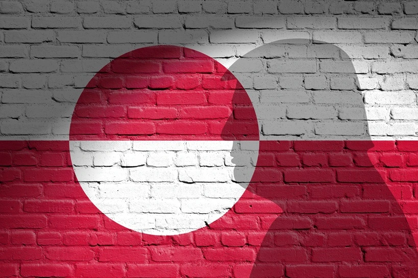 Flag of Greenland painted on the brick wall