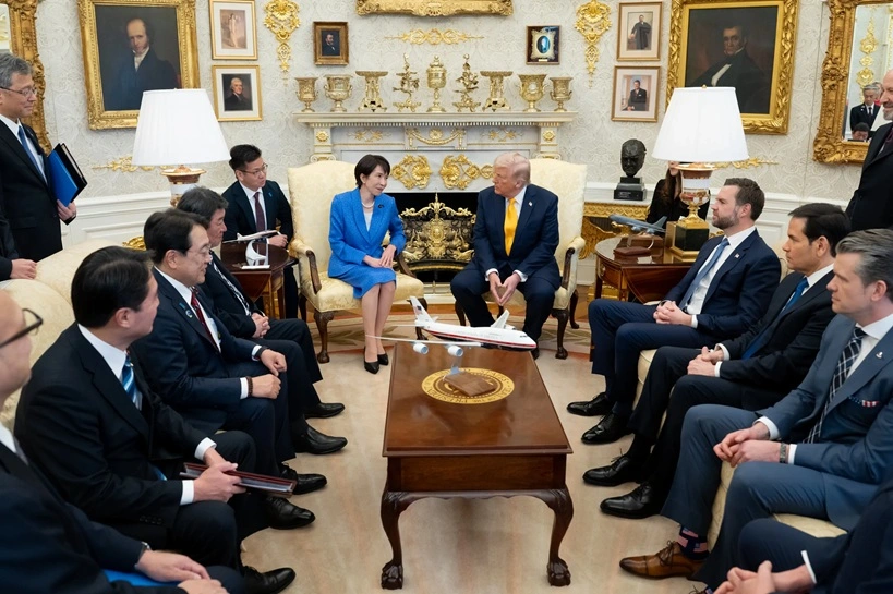 President Donald J. Trump participates in a bilateral meeting with Japanese Prime Minister Sanae Takaichi in the Oval Office, March 19, 2026. Official White House Photo by Daniel Torok.