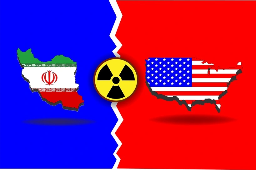 Conceptual picture of the nuclear conflict between the United States of America and Iran. Source: Shutterstock