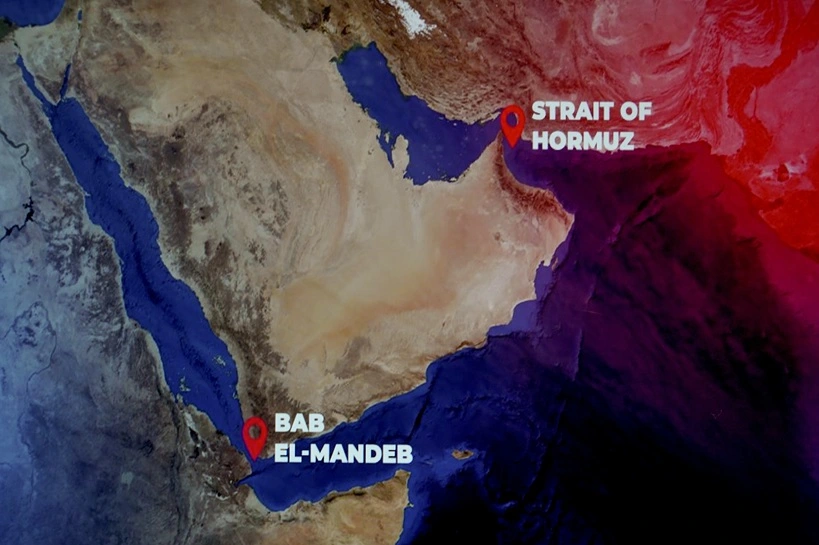 Bosnia and Hercegovina, Sarajevo, 08.4.2026: Map of Middle East, Strait of Hormuz, conflict between Iran, United States and Israel. Source: Shutterstock
