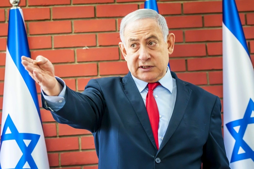 TEL AVIV, ISRAEL. August 14, 2019. Prime minister of Israel Benjamin Netanyahu meeting with journalists from the Israeli media outlets in Russian at the Beit-Jabotinsky compound. Source: Shutterstock