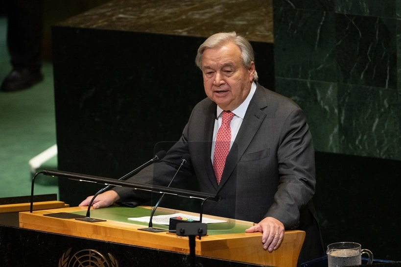New York, USA - September 22, 2025: Antonio Guterres speaks at a UN General Assembly meeting in support of a two-state solution between Palestine and Israel at the United Nations in New York, NY. Source: Shutterstock