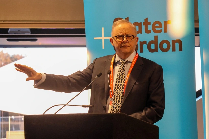 Anthony Albanese at the 2026 Australian Labor Party National Conference at the Adelaide Convention Centre.. Yu Chu Chin, CC BY-SA 4.0 , via Wikimedia Commons